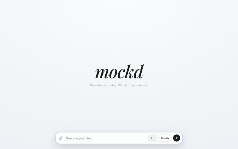 mockd screenshot: Talk websites into existence